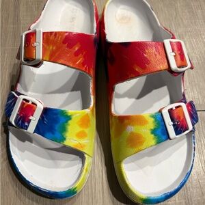 Women’s Tie Dye Slides with Buckle